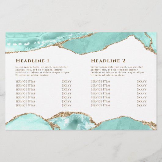 Aquamarijn agaat bifold brochure (Achterkant)