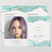 Aquamarijn agaat bifold brochure (Voorkant / Achterkant)