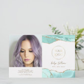 Aquamarijn agaat bifold brochure (Staand voorkant)