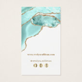 Aquamarijn agaat bijsluiter visitekaartje (Achterkant)