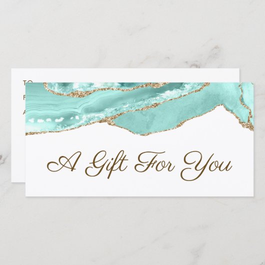 Aquamarijn agaat cadeaubon (Voorkant / Achterkant)