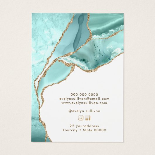 Aquamarijn agaat sieraden display kaart (Achterkant)