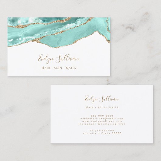 Aquamarijn Agaat visitekaartje (Voorkant / Achterkant)