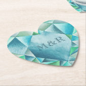 Aquamarijn Aquarel Hart Liefdevolle Valentijnsdag Kartonnen Onderzetters (Gekanteld)