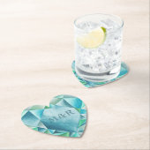 Aquamarijn Aquarel Hart Liefdevolle Valentijnsdag Kartonnen Onderzetters (Insitu)