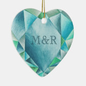 Aquamarijn Aquarel Hart Liefdevolle Valentijnsdag Keramisch Ornament (Rechts)