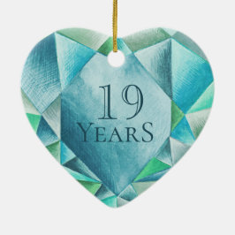 Aquamarijn Aquarel Hart Liefdevolle Valentijnsdag Keramisch Ornament