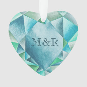 Aquamarijn Aquarel Hart Liefdevolle Valentijnsdag Ornament