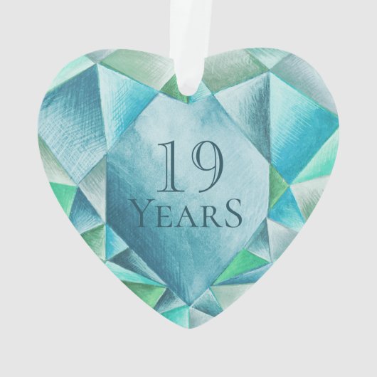 Aquamarijn Aquarel Hart Liefdevolle Valentijnsdag Ornament (achterkant)