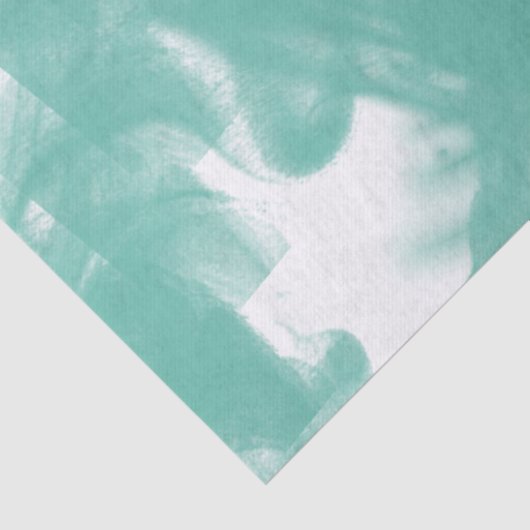 Aquamarijn besmeurt over witte ontkoppeling tissuepapier (Detail)