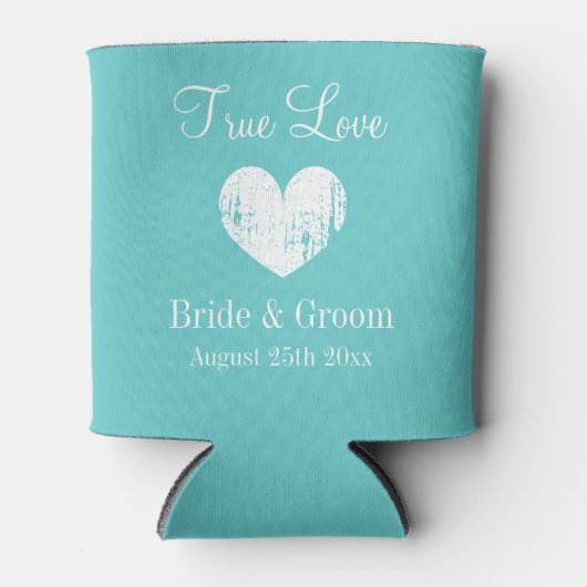 Aquamarijn blauw en wit bruiloft thema koelbox blikjeskoeler (Voorkant)