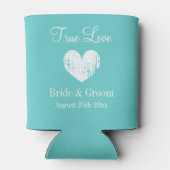 Aquamarijn blauw en wit bruiloft thema koelbox blikjeskoeler (Achterkant)