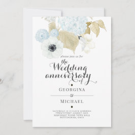 Aquamarijn Blauw Goud Bloemige HUWELIJKSVERJAARDAG Kaart