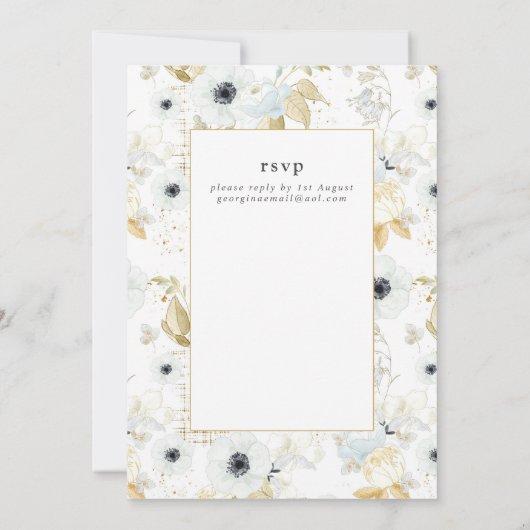 Aquamarijn Blauw Goud Bloemige HUWELIJKSVERJAARDAG Kaart (Achterkant)