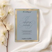 Aquamarijn blauw goud monogram initialen bruiloft kaart