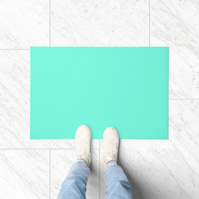Aquamarijn Blauw Groen Turquoise Stevige Kleur Deurmat (Binnen)