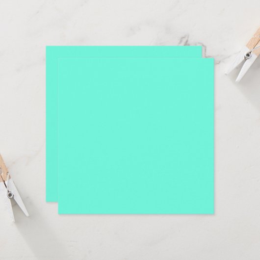 Aquamarijn Blauw Groen Turquoise Stevige Kleur Kaart (Voorkant / Achterkant in situ)