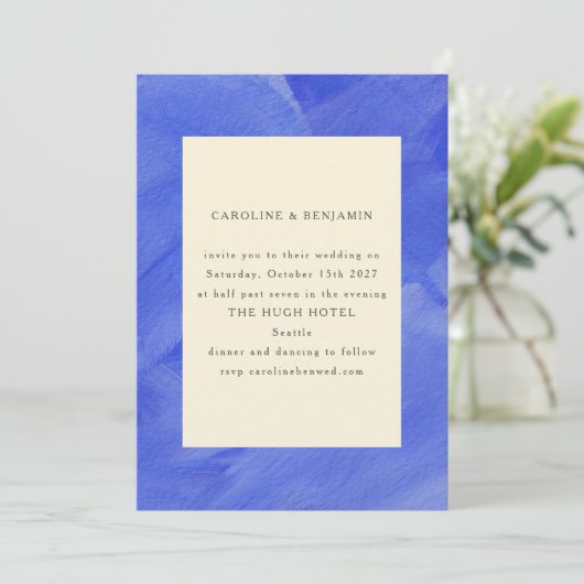 Aquamarijn Blauwe Aquarel Minimalistische Trouwdag Kaart (Staand voorkant)