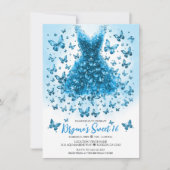 Aquamarijn Blauwe Vlinder Jurk Maart Geboorte Stee Kaart (Voorkant)