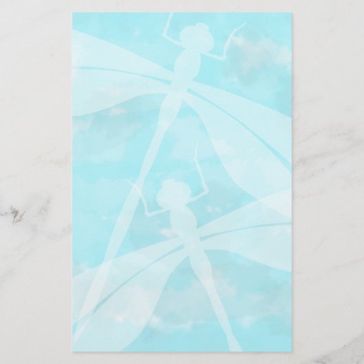 Aquamarijn, Blue Dragonflies Persoonlijke briefpap (Achterkant)