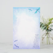 Aquamarijn, Blue Dragonflies Persoonlijke briefpap (Staand voorkant)
