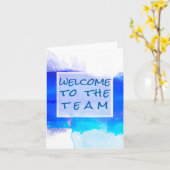 Aquamarijn BLUE Waterverf Abstract Welkom Kaart (Gele Bloem)