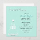 Aquamarijn Bruiloft Taart Bruids Douche Uitnodigin Kaart (Voorkant / Achterkant)