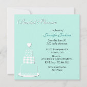 Aquamarijn Bruiloft Taart Bruids Douche Uitnodigin Kaart (Voorkant)