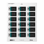 Aquamarijn Bumble Bee Damask Adresetiketten Etiket (Full Sheet)