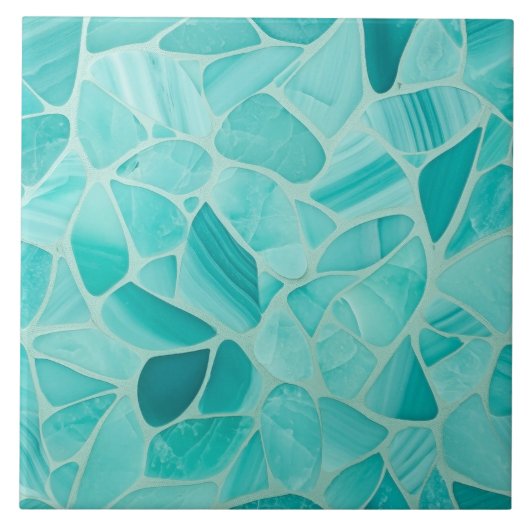 Aquamarijn - cellen abstract tegeltje (Voorkant)