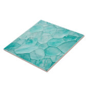 Aquamarijn - cellen abstract tegeltje (Zijkant)