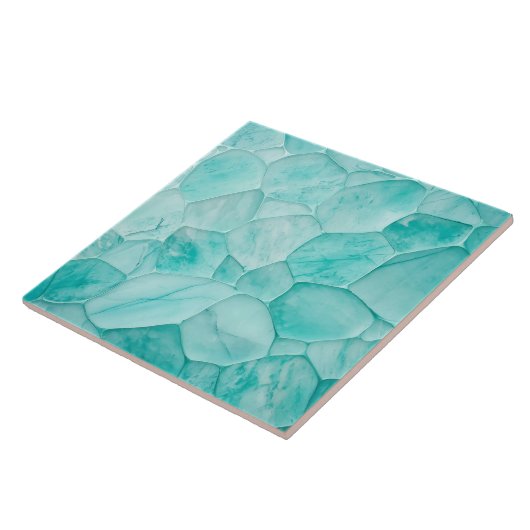 Aquamarijn - cellen abstract tegeltje (Zijkant)