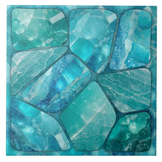 Aquamarijn - cellen collage tegeltje (Voorkant)