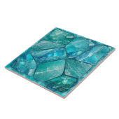 Aquamarijn - cellen collage tegeltje (Zijkant)