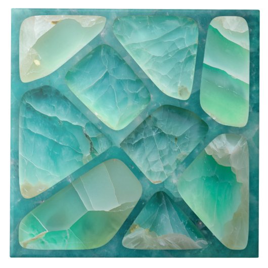 Aquamarijn - cellen collage tegeltje (Voorkant)