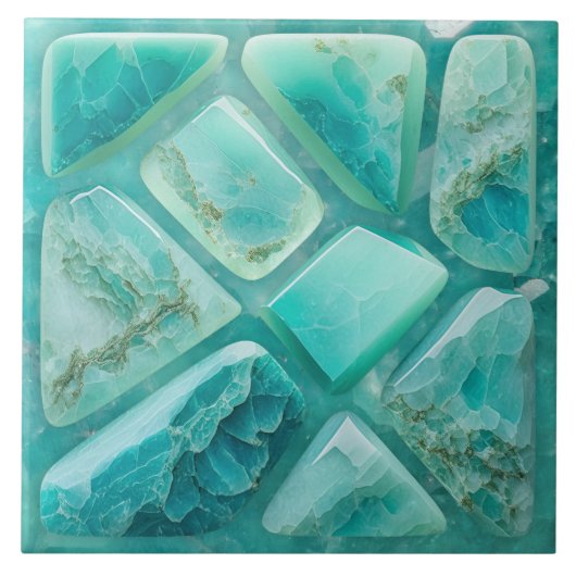Aquamarijn - cellen collage tegeltje (Voorkant)