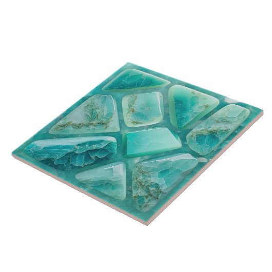 Aquamarijn - cellen collage tegeltje (Zijkant)