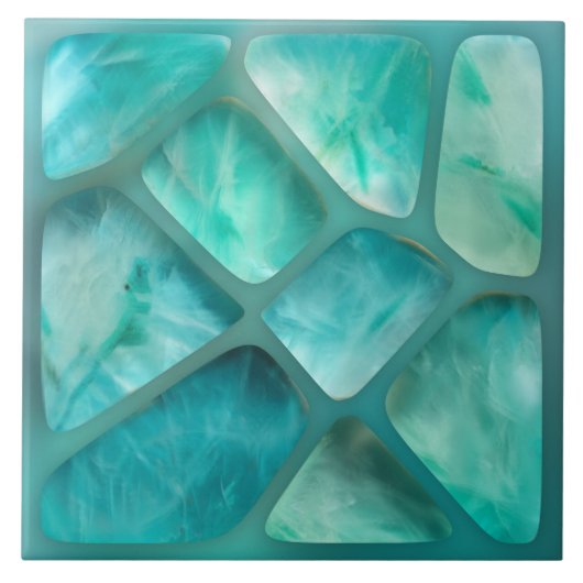 Aquamarijn - cellen collage tegeltje (Voorkant)