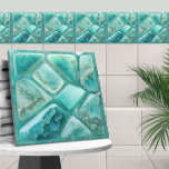 Aquamarijn - cellen collage tegeltje<br><div class="desc">Aquamarijn - cellen collage</div>