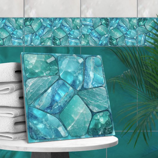 Aquamarijn - cellen collage tegeltje