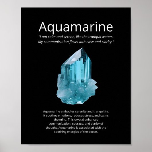 Aquamarijn Crystal Stone Betekenis Poster (Voorkant)