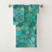 Aquamarijn cyaan mozaïek bad handdoek (Insitu)