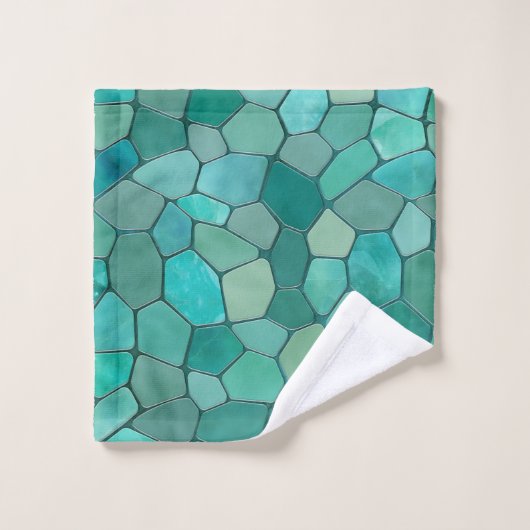 Aquamarijn cyaan mozaïek bad handdoek (Wasdoekje)