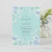 Aquamarijn Delicate Whimsical Bruiloft Kaart (Staand voorkant)