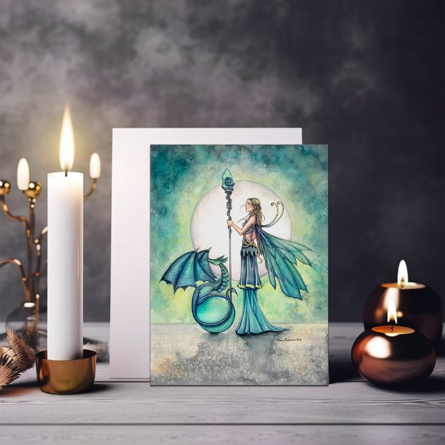 Aquamarijn Draak en Fee Fantasie Kunst (Creator heeft geüpload)