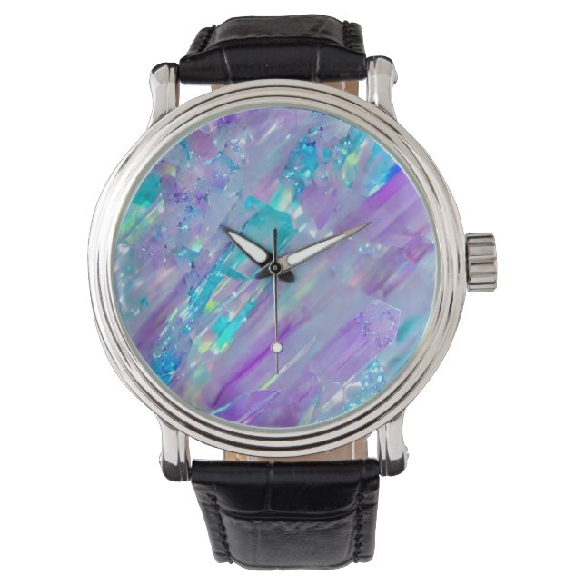 Aquamarijn en Amethist Kristal Horloge (Voorkant)