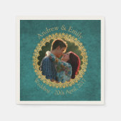 Aquamarijn en goud servetten (Voorkant)