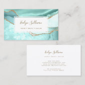 Aquamarijn en gouden glitter agaat visitekaartje (Voorkant / Achterkant)