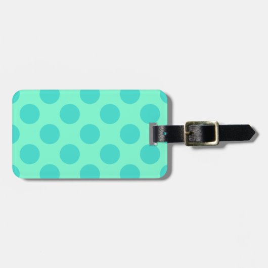 Aquamarijn en Turquoise Polka Dots Bagagelabel (Voorkant horizontaal)