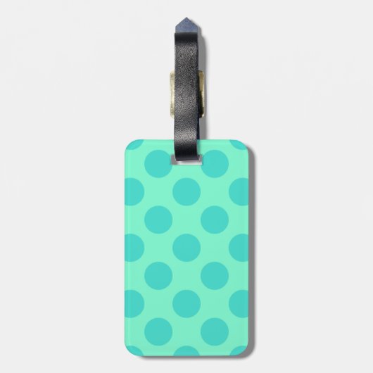 Aquamarijn en Turquoise Polka Dots Bagagelabel (Achterkant verticaal)